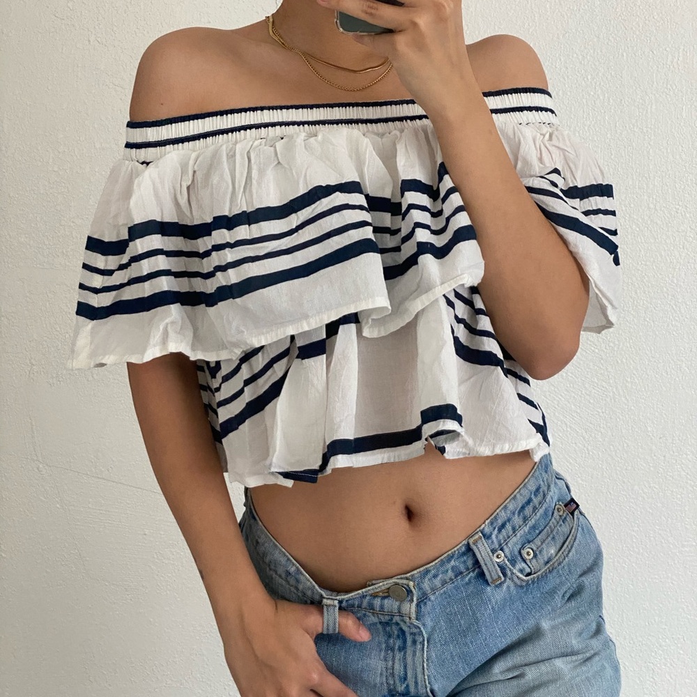 FAITHFULL THE BRAND off shoulder crop top